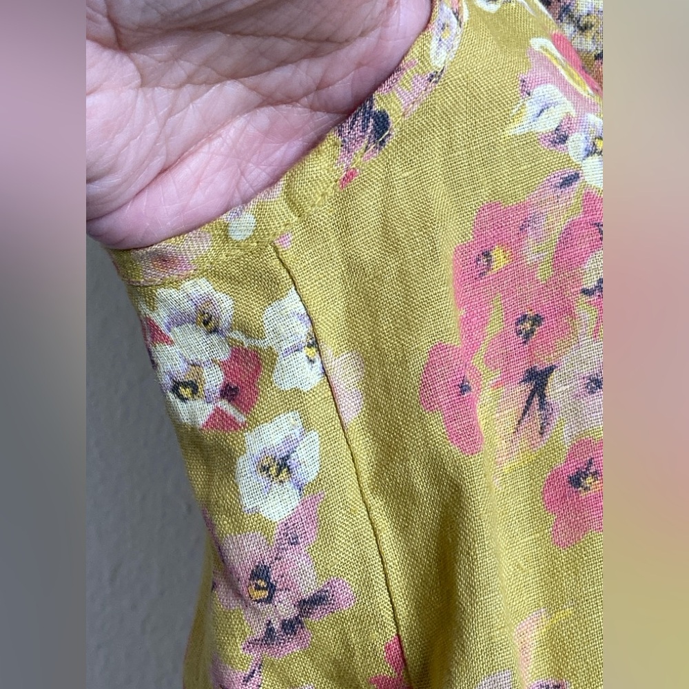 Bellambra Floral Dress in Mustard Yellow with Side Shoulder Tie - Picture 6 of 9